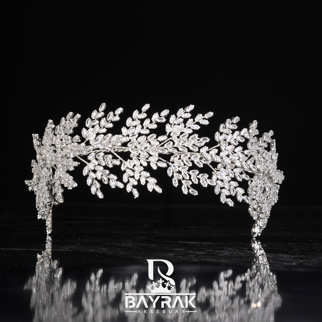 VELORİA 2100 | ZİRKON TAŞLI GELİN TACI / SAÇ AKSESUARI