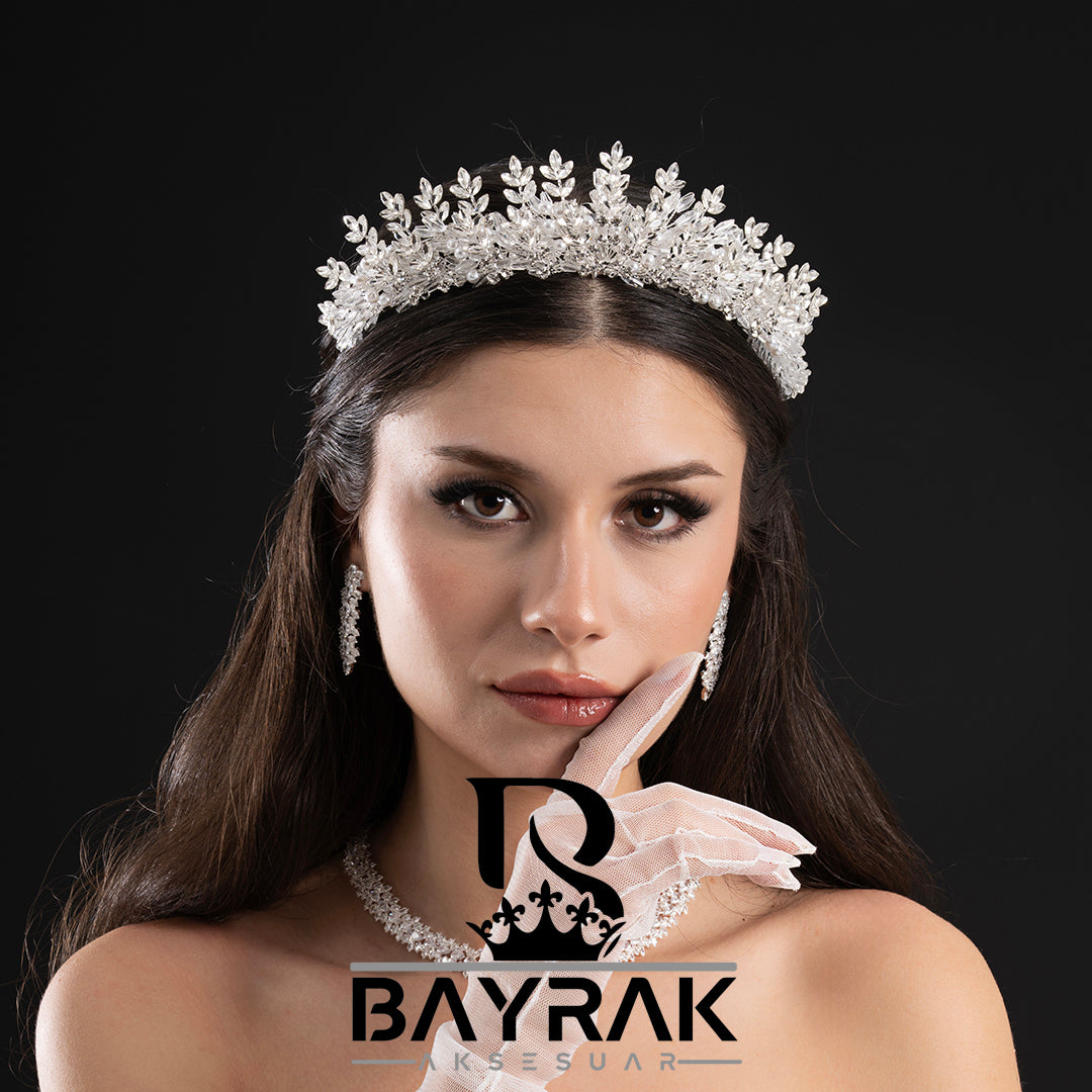 MİRA - 930 -/ 3 Boyutlu Gelin Tacı