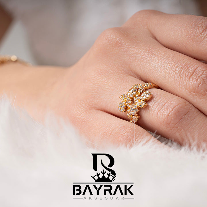 ILARIA - 865 - / Zirkon Taşlı Gold Kaplama Takı Seti