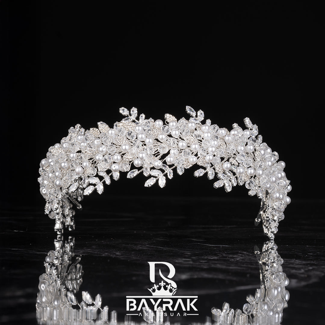 VELORİA 990 | ZİRKON TAŞLI GELİN TACI / SAÇ AKSESUARI