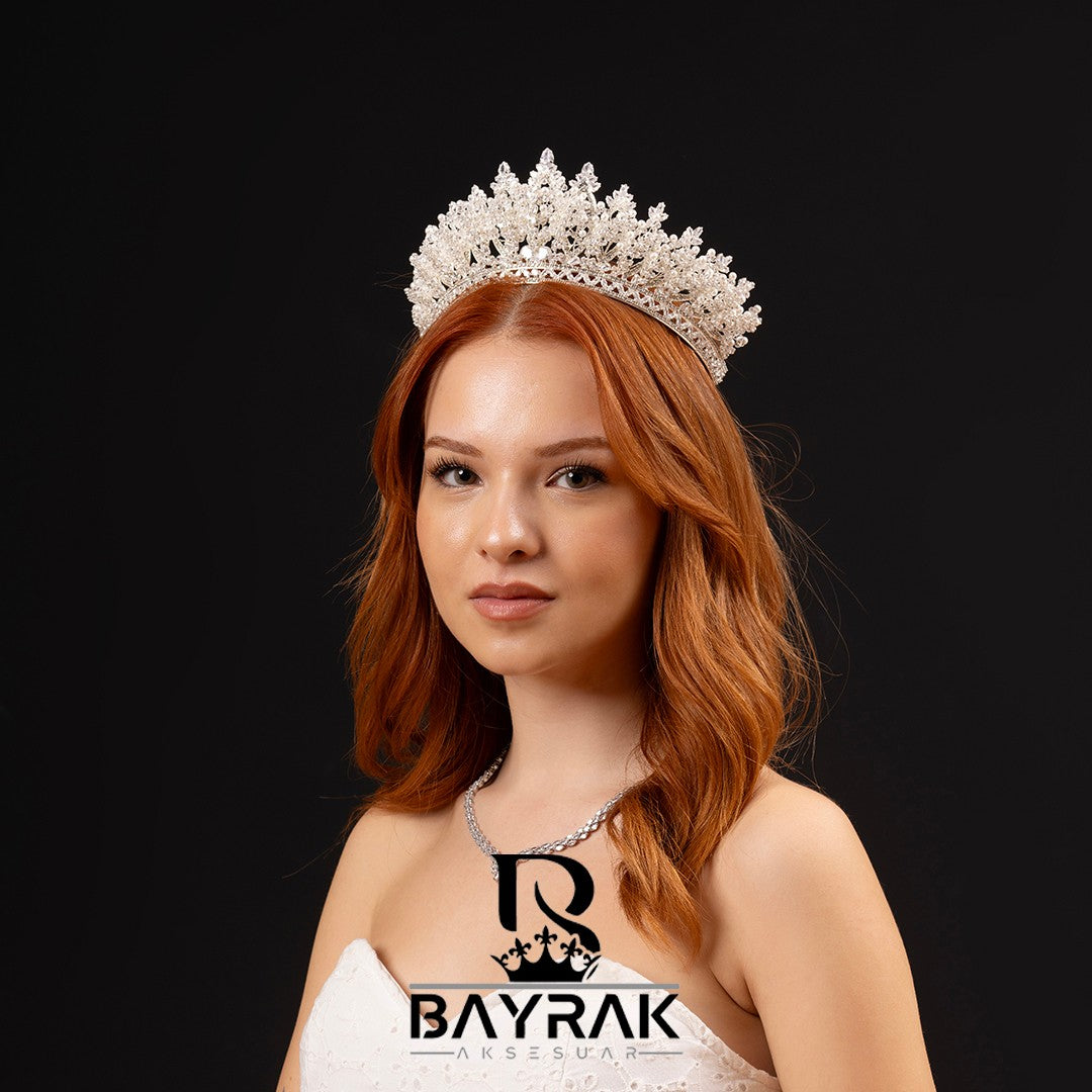LANA - 820 - / 3D Zircon Stone Bridal Crown