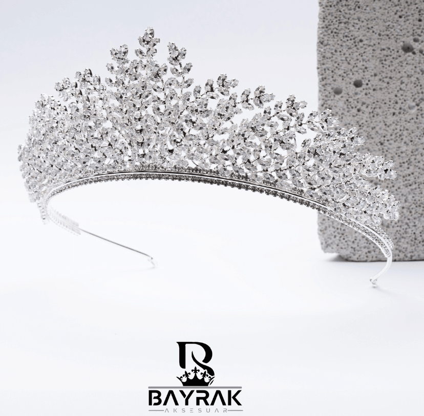Light -202- 3 Boyutlu Zirkon Taşlı Gelin Tacı