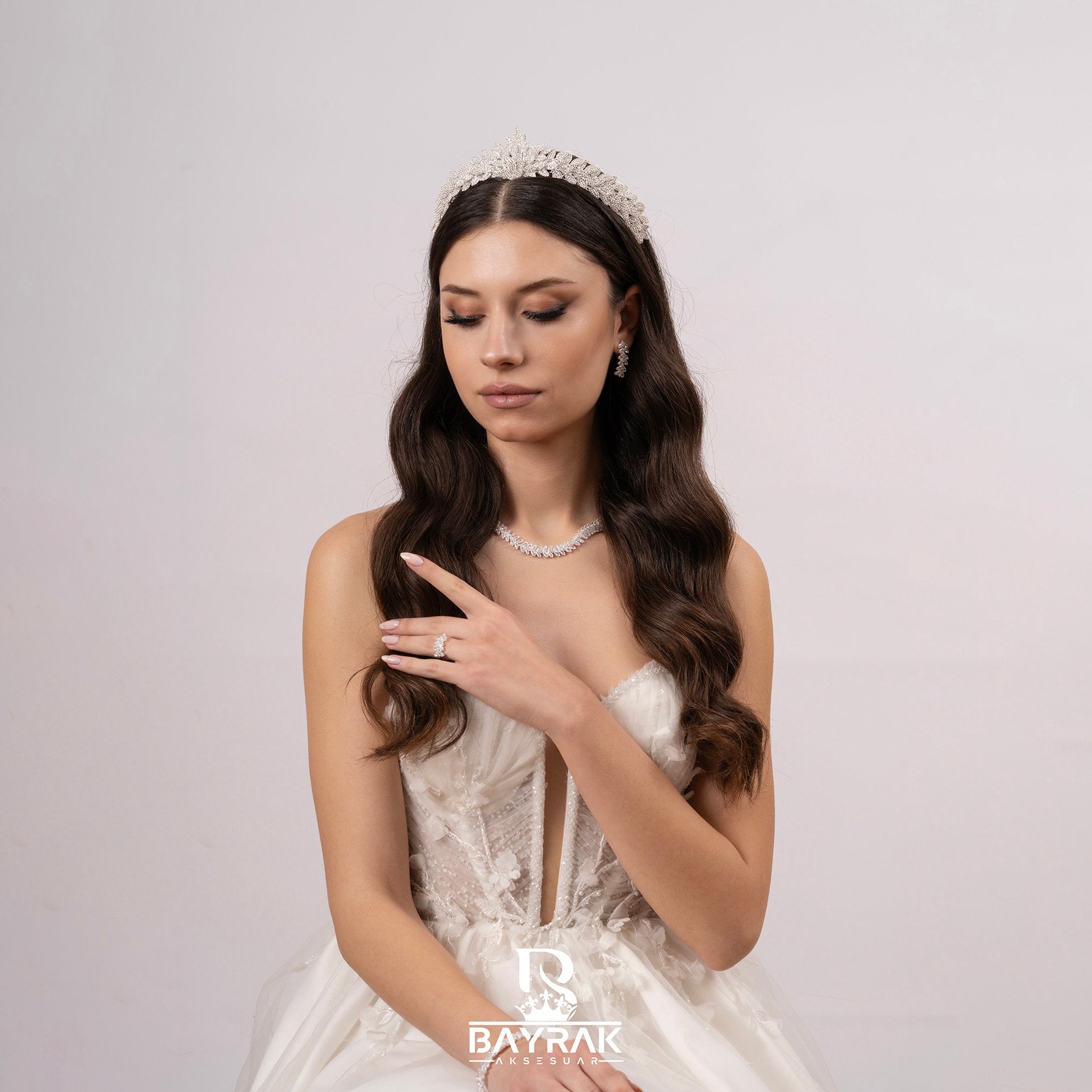 LİA -730- / 3D Zircon Stone Bridal Crown