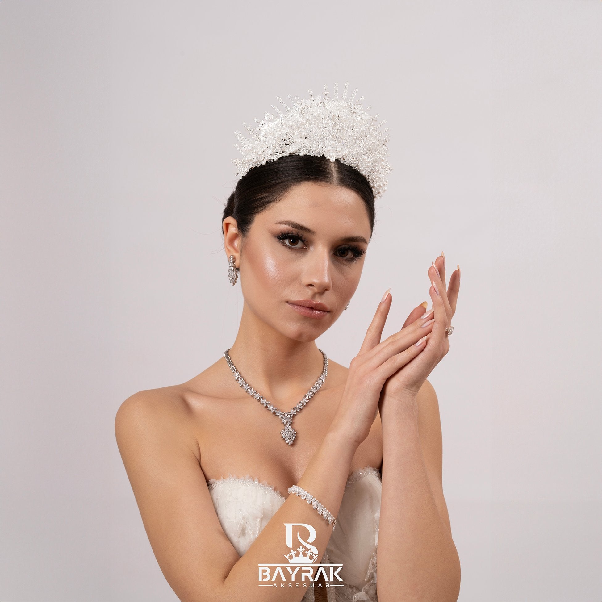 LİA -790- / 3D Zircon Stone Bridal Crown