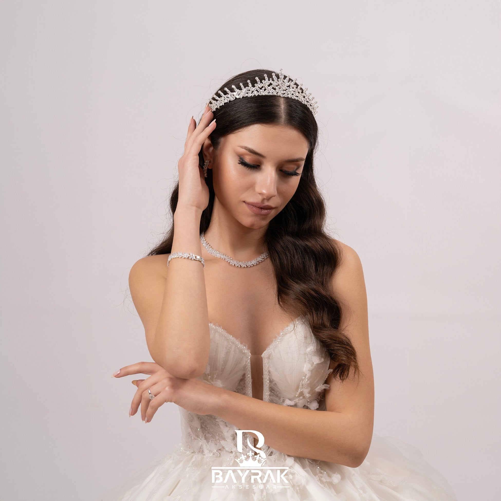 LİA -720- / Zircon Stone Bridal Crown