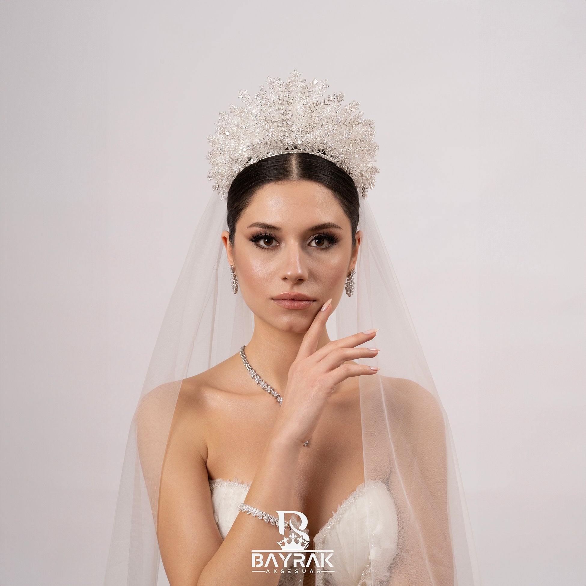 LİA -780- /3D Zircon Stone Bridal Crown
