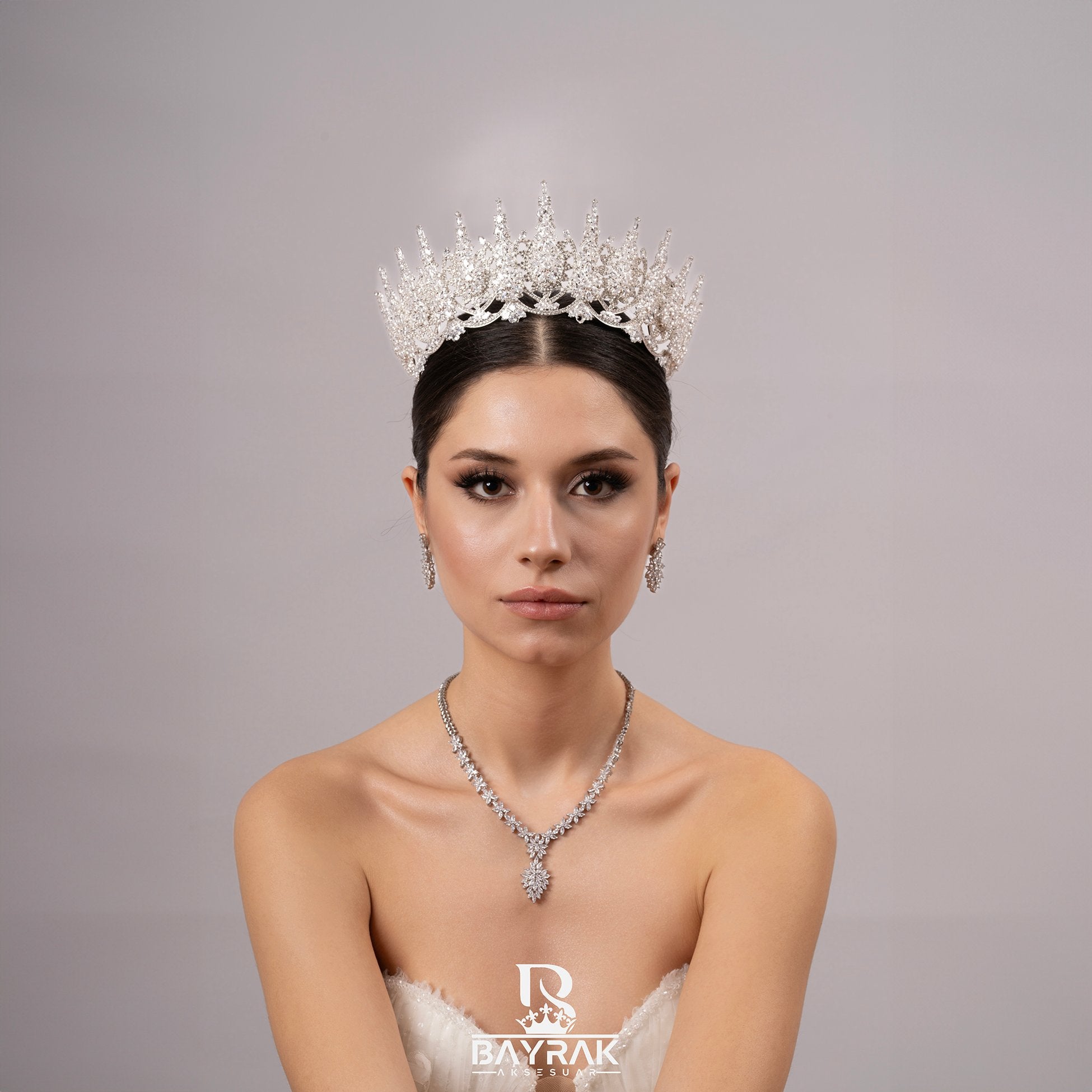 LİA -760- / 3D Zircon Stone Bridal Crown