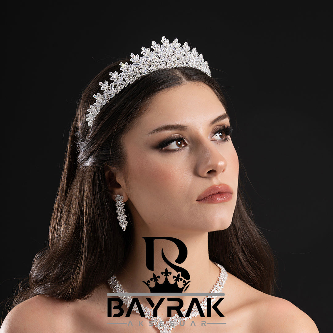 LİA -794- / Zircon Stone Bridal Crown
