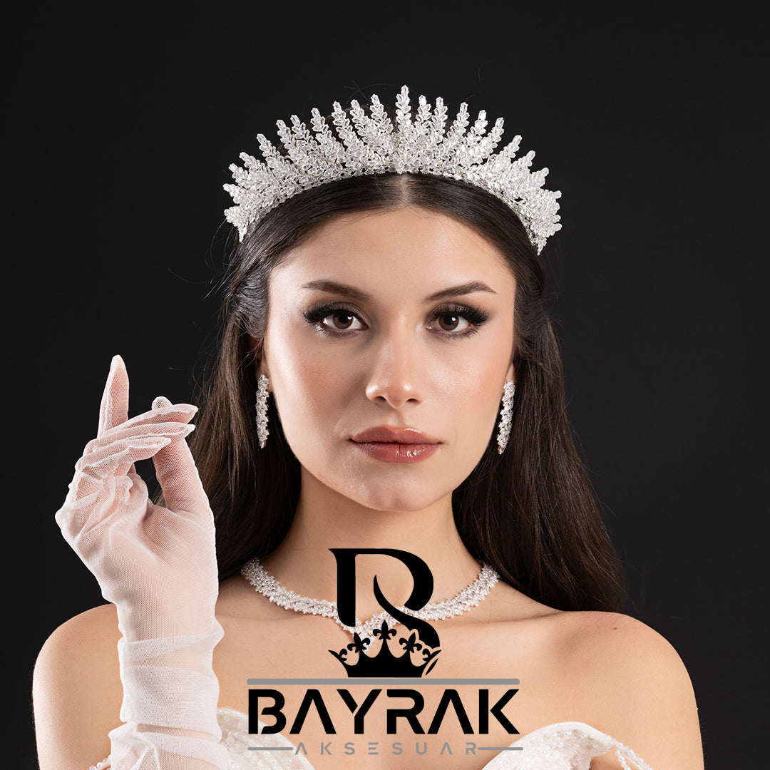 ELARİS -510-  / 3 Boyutlu Zirkon Taşlı Gelin Tacı