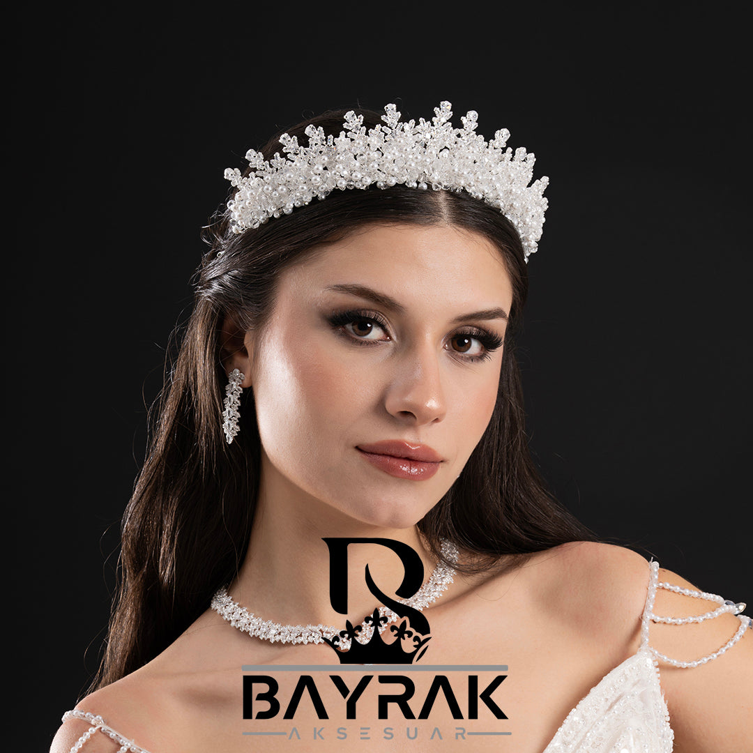 ELARIS - 505 - / 3D Zircon Stone Bridal Crown