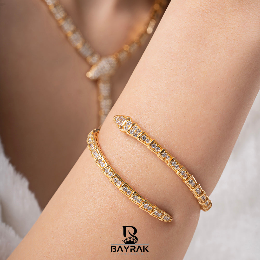 ILARIA - 825 - / Zircon Stone Gold Plated Bridal Set 