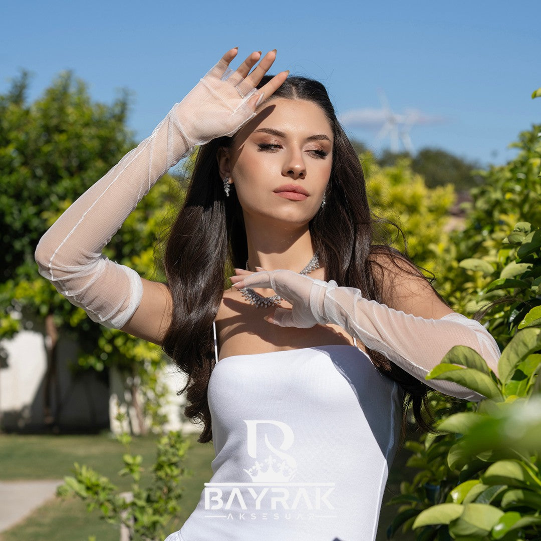 VELOUR - 225 - / Tulle Bridal Gloves 