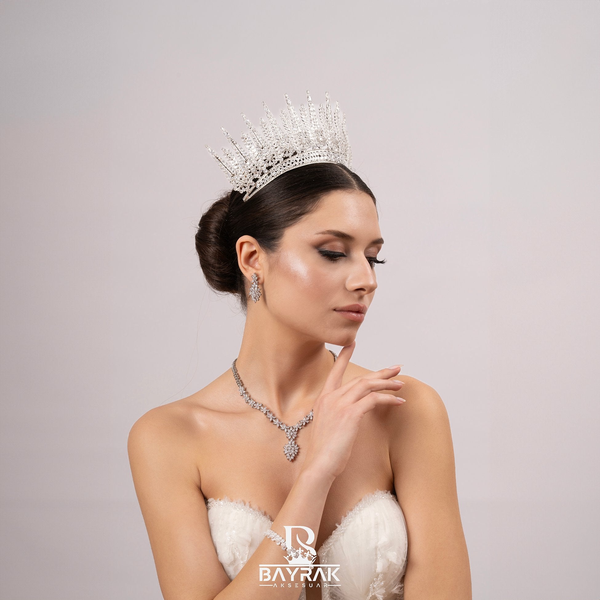 LİA -770- / Zircon Stone Bridal Crown