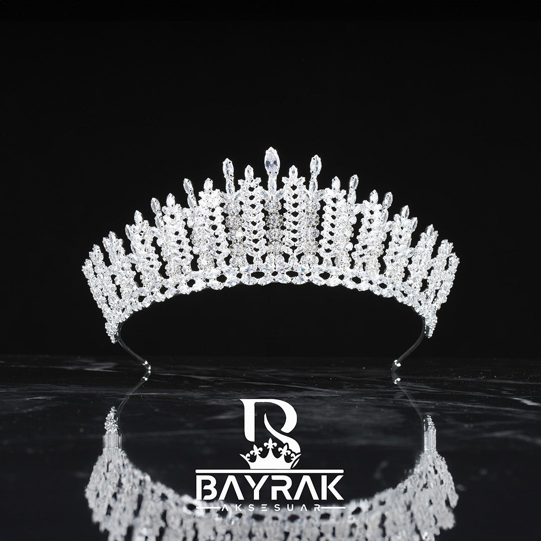 LİA -799- / 3D Zircon Stone Bridal Crown